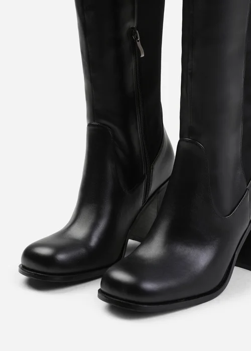Where's That From Black Zhuri Stretch Wide-Calf Knee High Bootsr - 7 Image 4