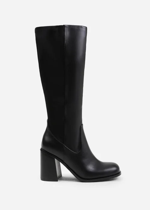 Where's That From Black Zhuri Stretch Wide-Calf Knee High Bootsr - 7 Image 2