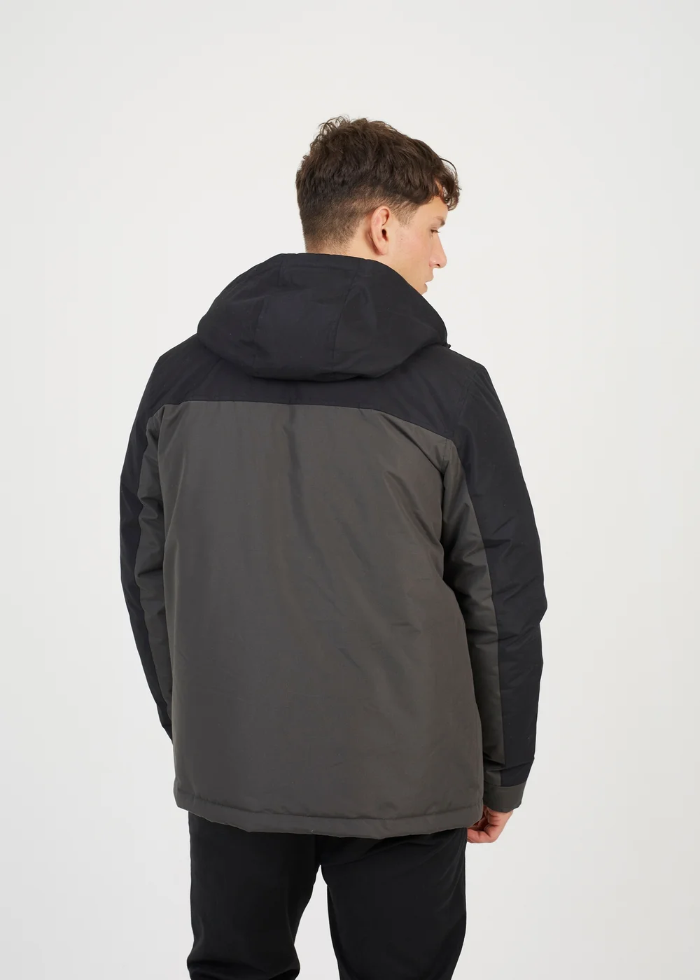 Brave Soul Grey Colour Block Hooded Jacket - S Image 2