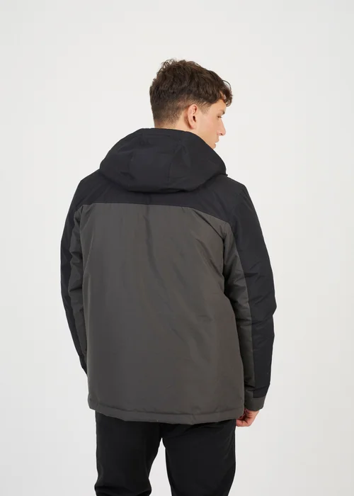 Brave Soul Grey Colour Block Hooded Jacket - S Image 2