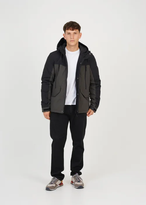 Brave Soul Grey Colour Block Hooded Jacket - S Image 4