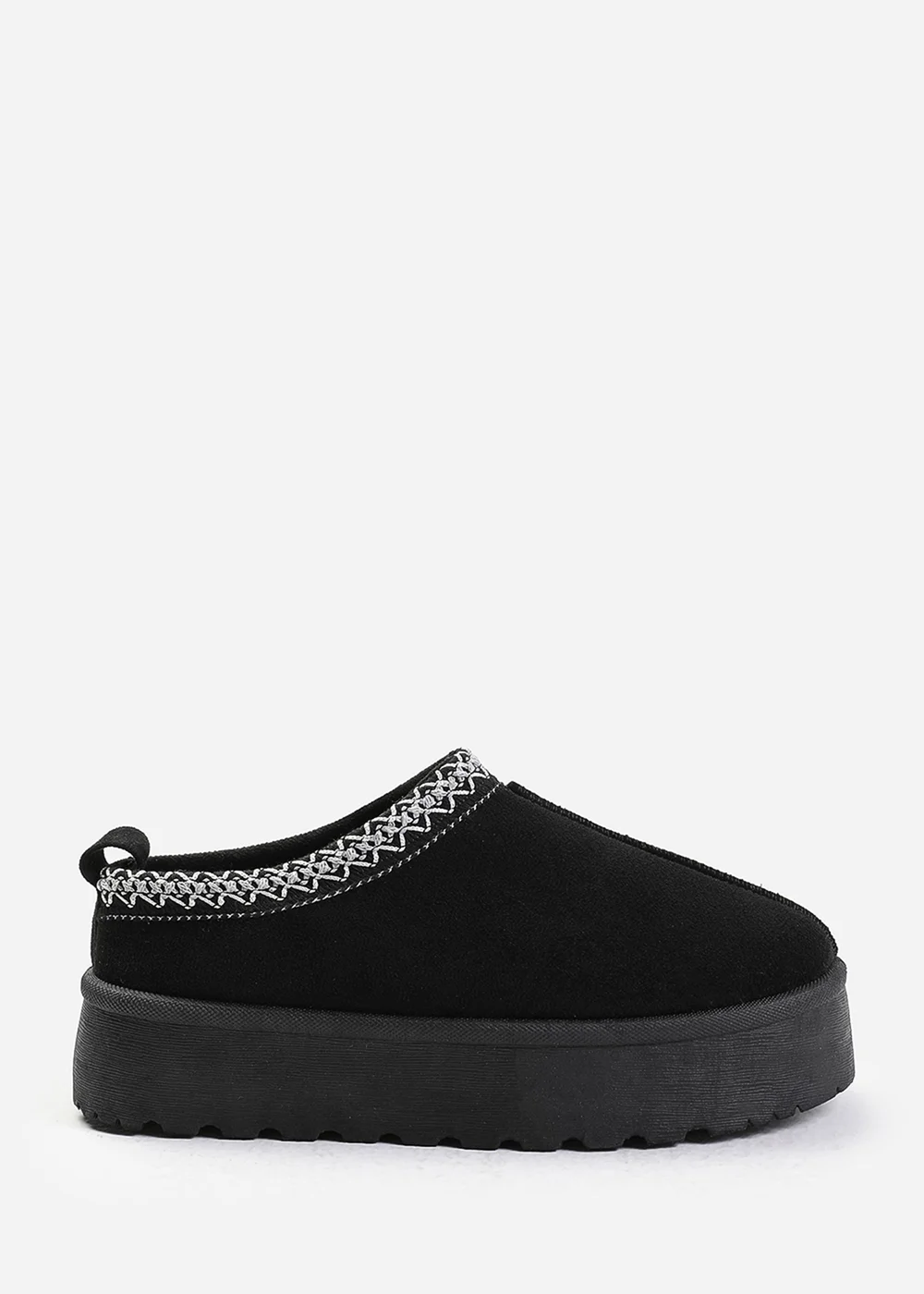 Where's That From Allegra Black Faux-Faux Suede Embroidered Ankle Slipper Boots - 3 Image 1