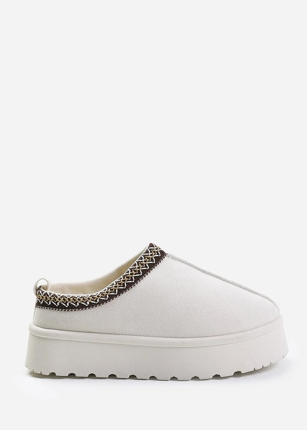 Where's That From Allegra Cream Faux-Faux Suede Embroidered Ankle Slipper Boots - 3 Image 1