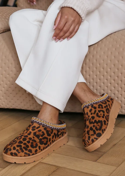Where's That From Pine Leopard Faux-Faux Suede Fur Lining Slipper Boots - 4 Image 2