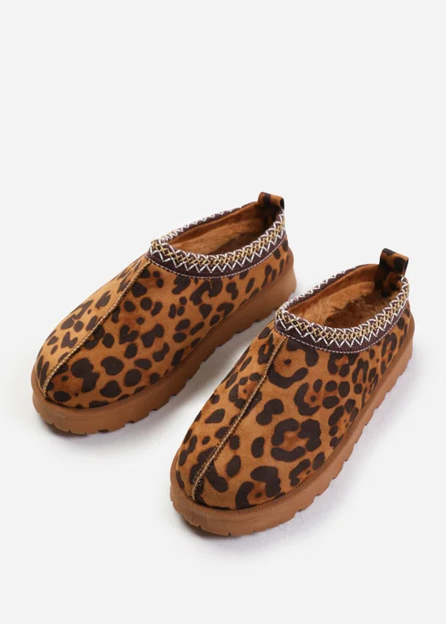 Where's That From Pine Leopard Faux-Faux Suede Fur Lining Slipper Boots - 4 Image 3