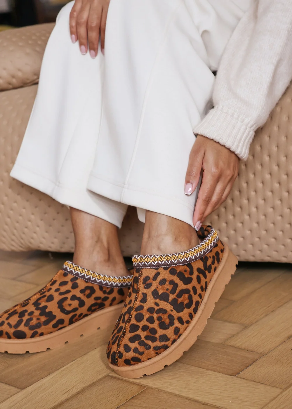 Where's That From Pine Leopard Faux-Faux Suede Fur Lining Slipper Boots - 4 Image 4