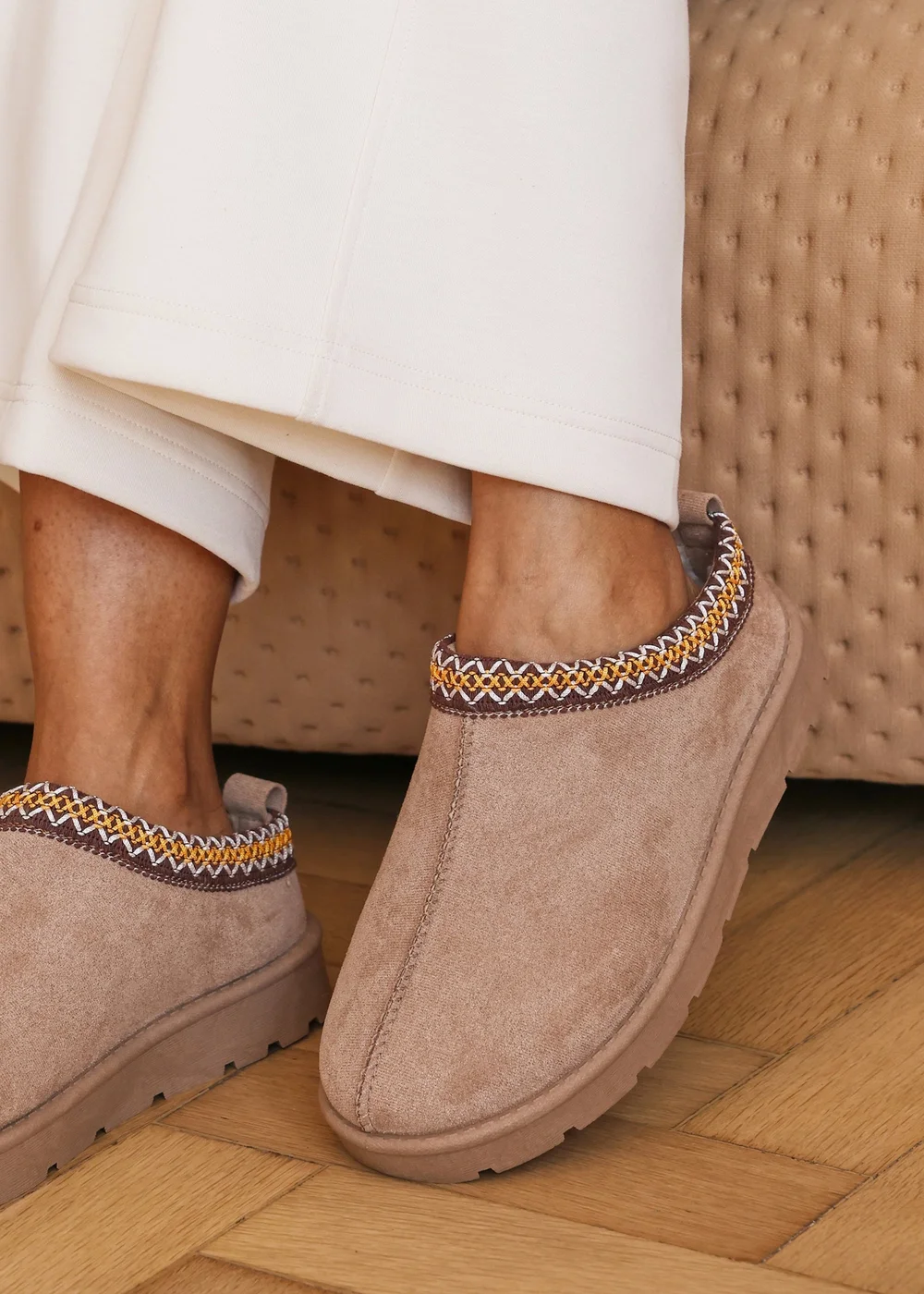 Where's That From Pine Camel Faux-Faux Suede Fur Lining Slipper Boots - 4 Image 4