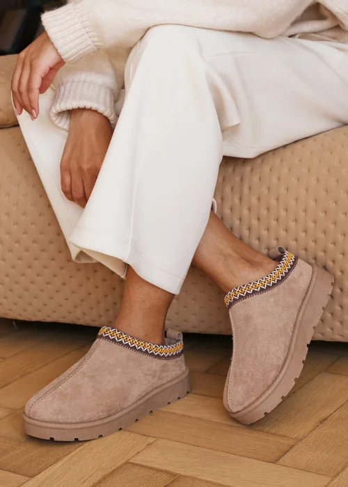 Where's That From Pine Camel Faux-Faux Suede Fur Lining Slipper Boots - 4 Image 2