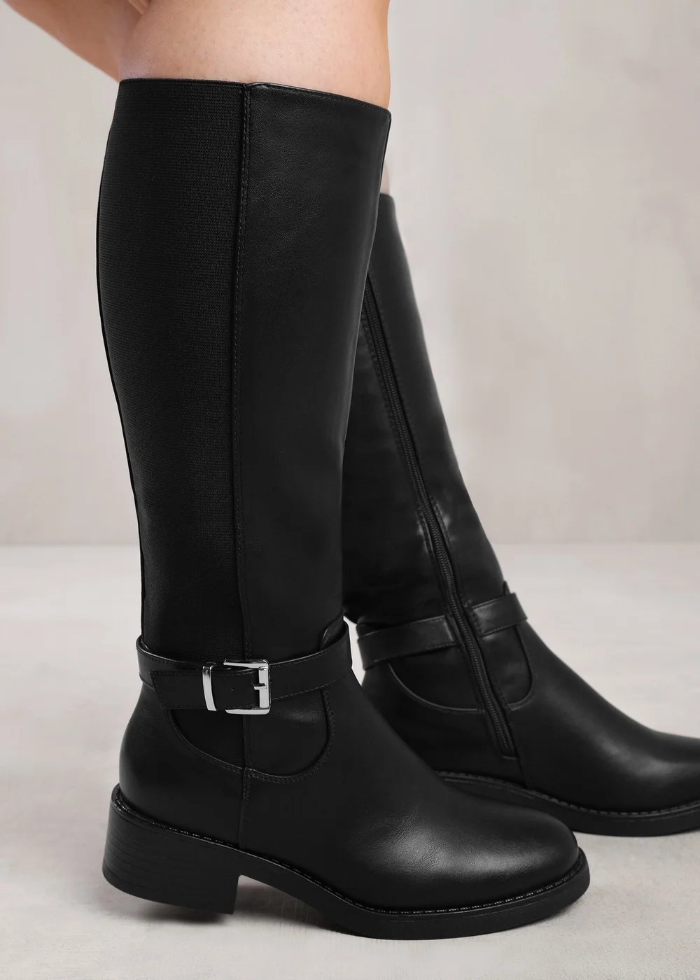 Where's That From Micah Black Stretch Wide-Calf Knee High Boots - 4 Image 1