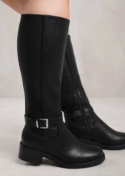 Where's That From Micah Black Stretch Wide-Calf Knee High Boots - 4 Image 1