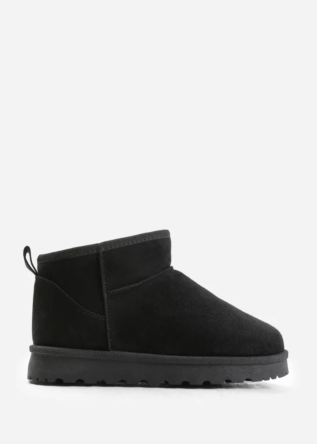 Where's That From Black Faux-Faux Suede Maple Faux Fur Slipper Boots