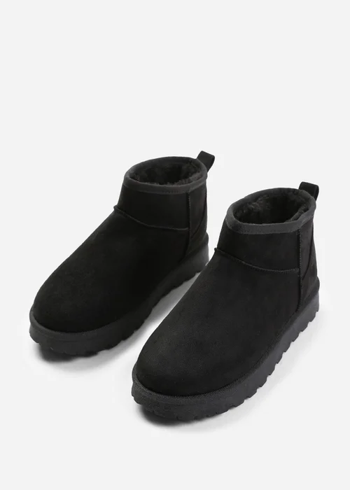 Where's That From Black Faux-Faux Suede Maple Faux Fur Slipper Boots - 6 Image 3