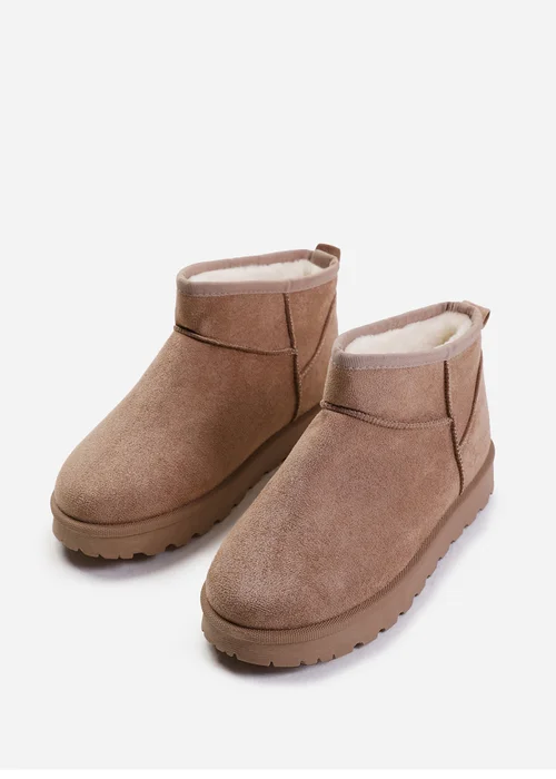 Where's That From Camel Faux-Faux Suede Maple Faux Fur Slipper Boots - Size 3 Image 3