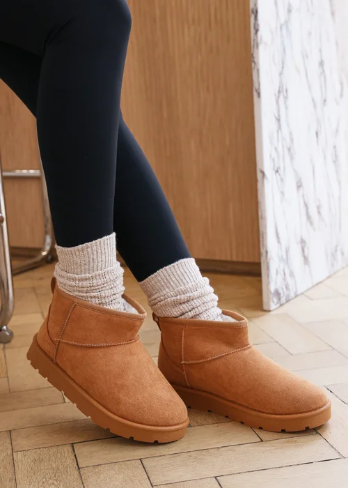 Where's That From Chestnut Faux-Faux Suede Maple Faux Fur Slipper Boots - 7 Image 4