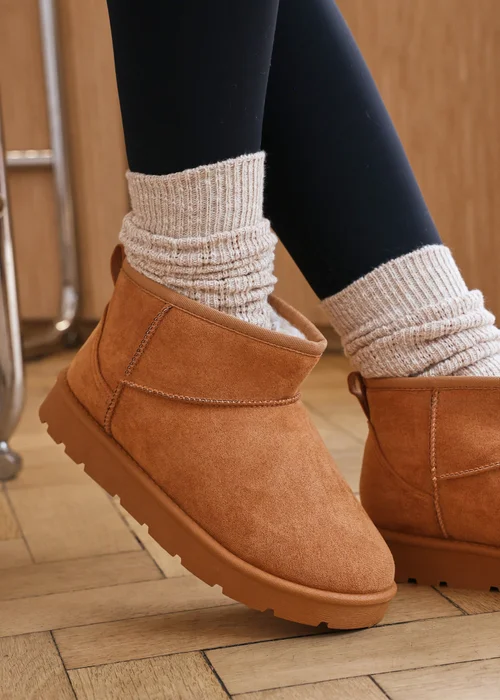 Where's That From Chestnut Faux-Faux Suede Maple Faux Fur Slipper Boots - 7 Image 2