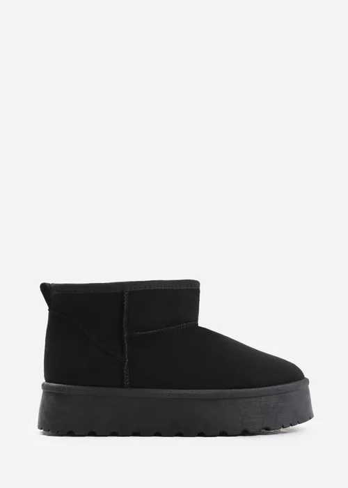 Where's That From Zyla Black Faux-Suede Fur Lining Slipper Boots - 3 Image 2