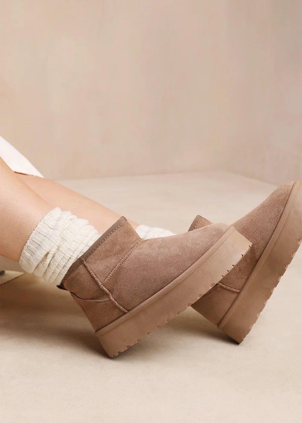 Where's That From Zyla Camel Faux-Suede Fur Lining Slipper Boots - 3 Image 1