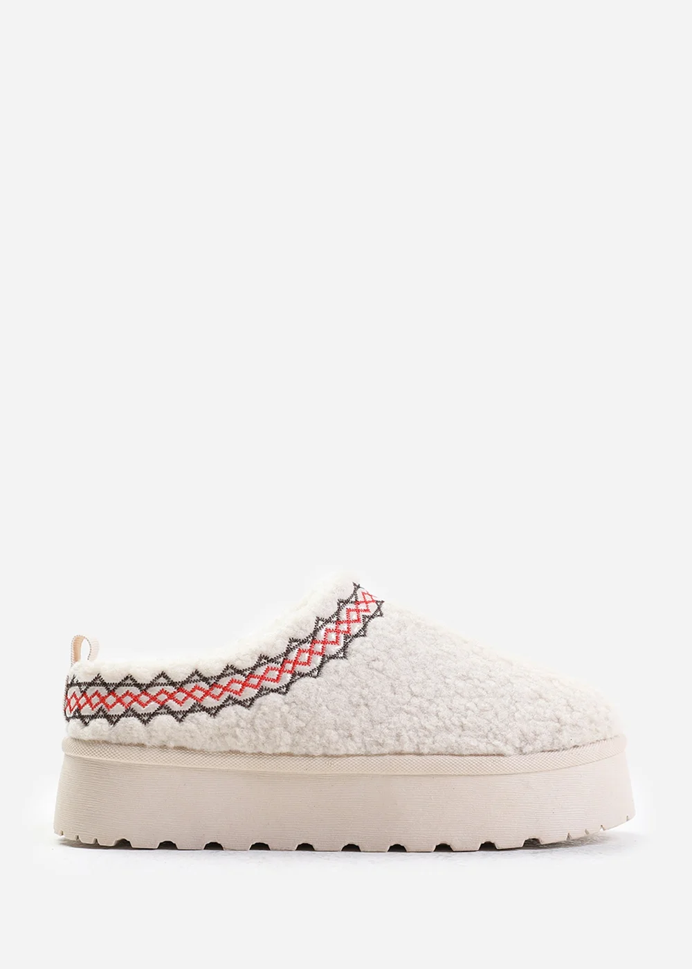Where's That From Cherry Cream Shearling Aztec Detail Slipper Boots - 3 Image 2