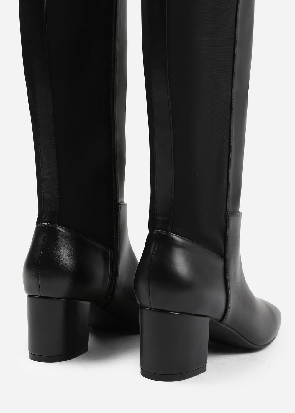 Where's That From Beau Black Pu Block Heel Knee-High Boots - 4 Image 3