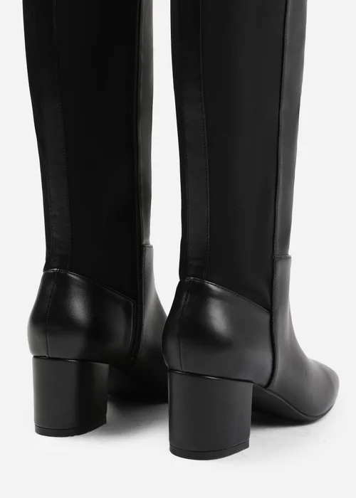 Where's That From Beau Black Pu Block Heel Knee-High Boots - 4 Image 3