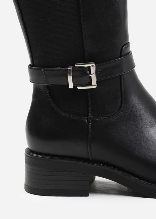 Where's That From Micah Black Buckle Detail Knee High Boots - 7 Image 3