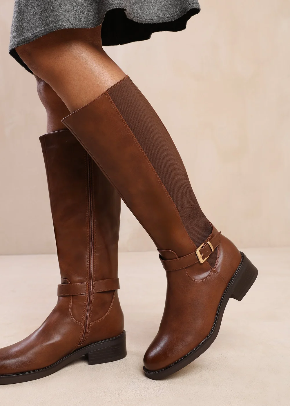 Where's That From Micah Brown Buckle Detail Knee High Boots - 6 Image 2