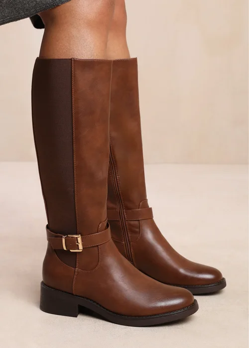 Where's That From Micah Brown Buckle Detail Knee High Boots - 6 Image 3