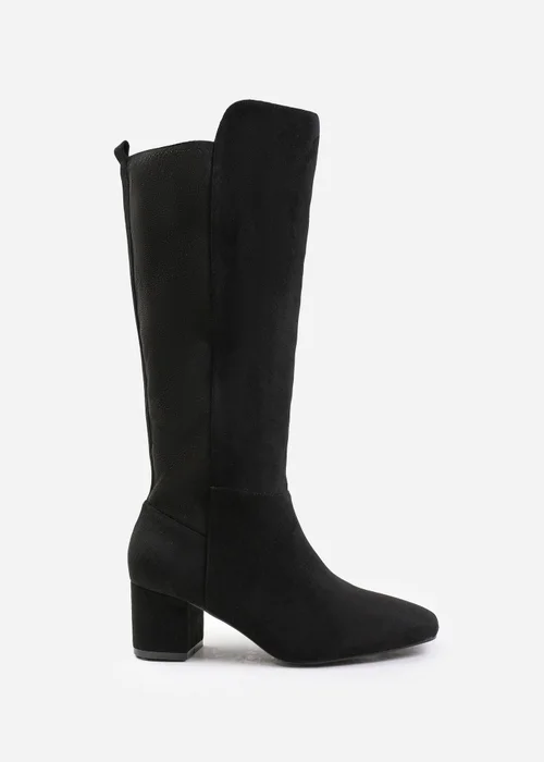 Where's That From Beau Black Faux Suede Wide-Calf Knee High Boots - 4 Image 2
