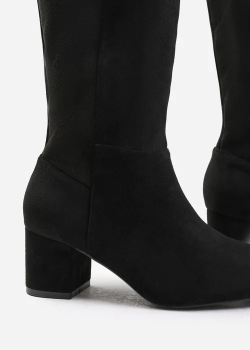 Where's That From Beau Black Faux Suede Wide-Calf Knee High Boots - 4 Image 3