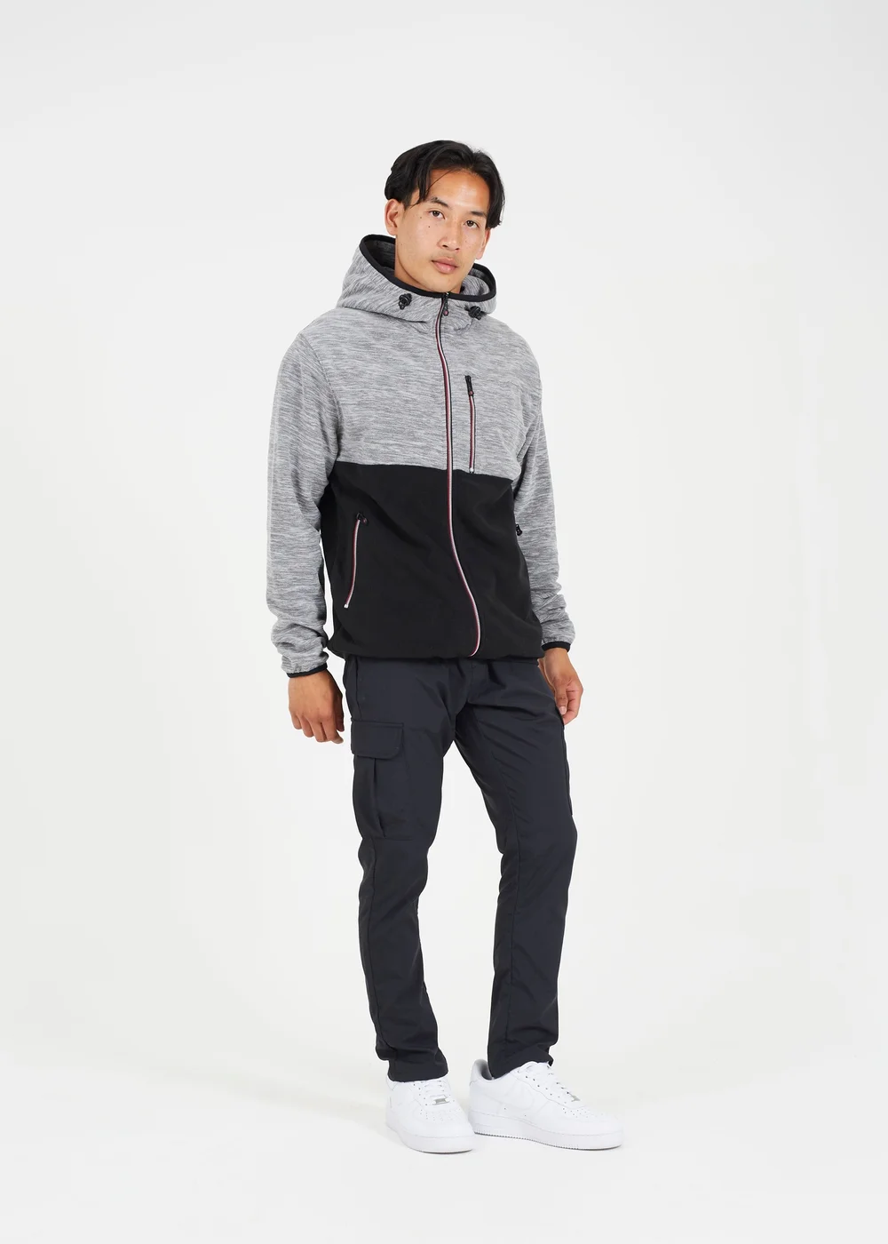 Brave Soul Ecru Colour Block Zip Through Hoody - S Image 4
