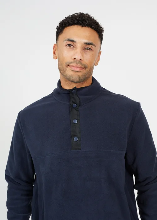 Brave Soul Navy Contrast Quarter Zip Fleece - S Image 3