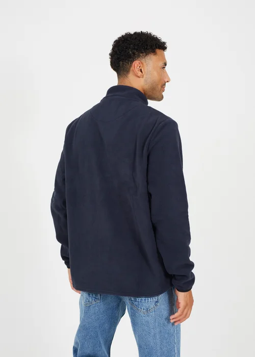 Brave Soul Navy Contrast Quarter Zip Fleece - S Image 2