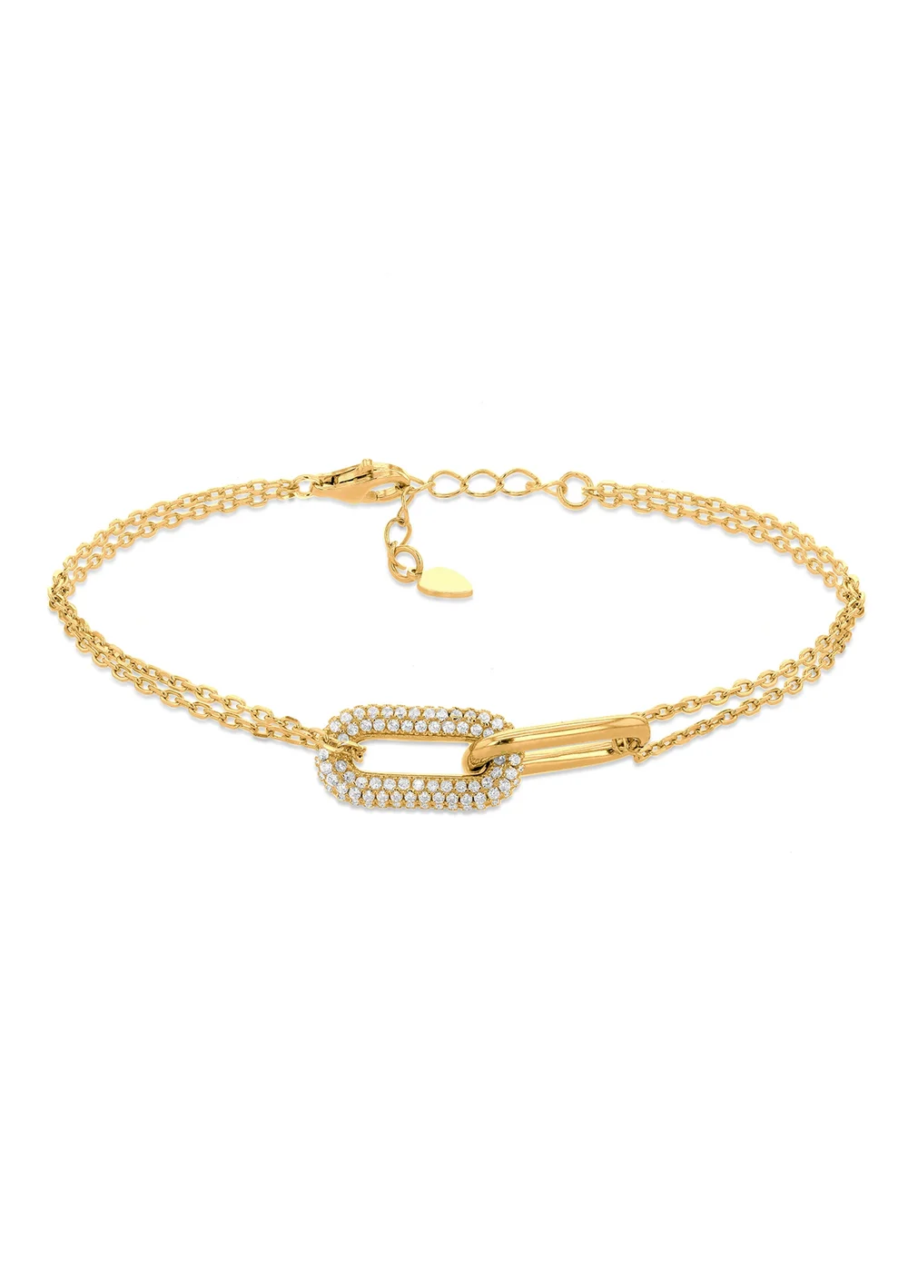 Golden Moments Yellow Gold Plated Paper Link with CZ Bracelet - One Size Image 1