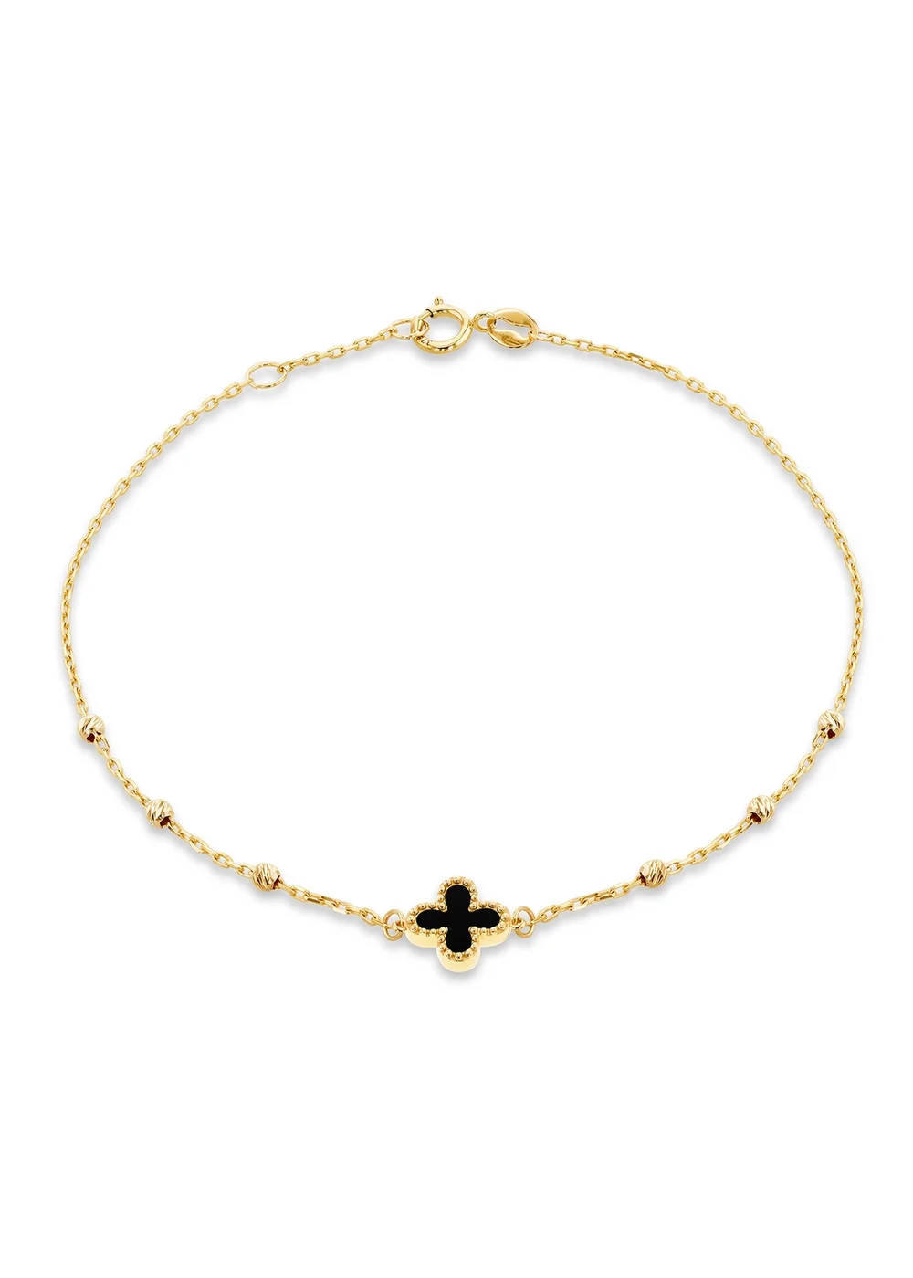 Golden Moments 9ct Black Onyx Clover DC Ball Bracelet - One Size Image 1