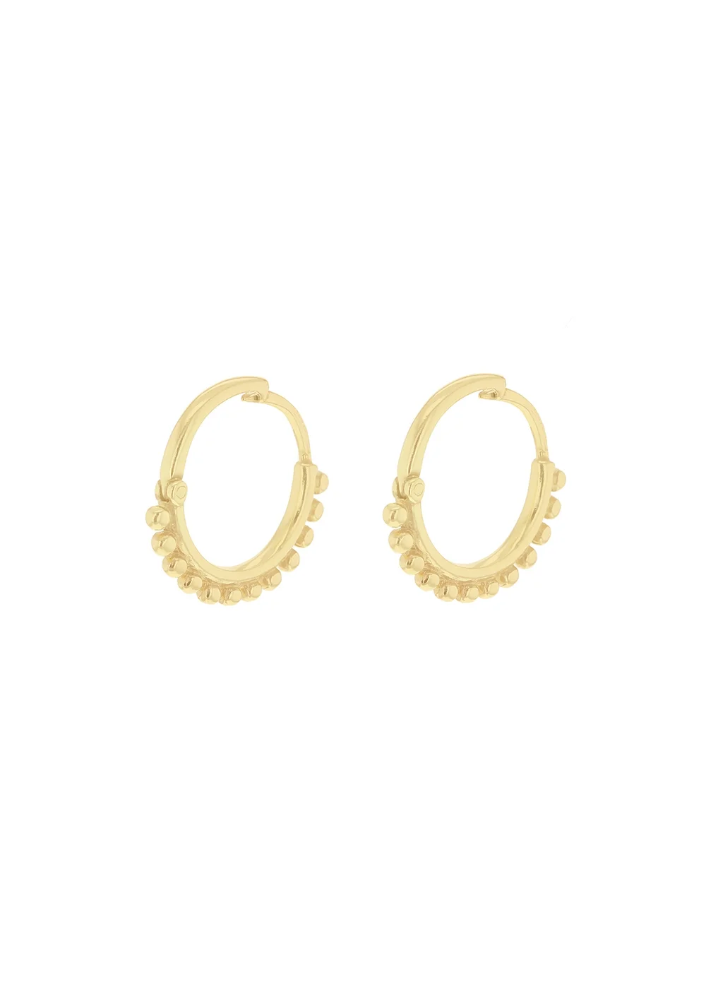 Golden Moments Yellow Gold Plated Ball-Tube Hoop Creole Earrings - One Size Image 1