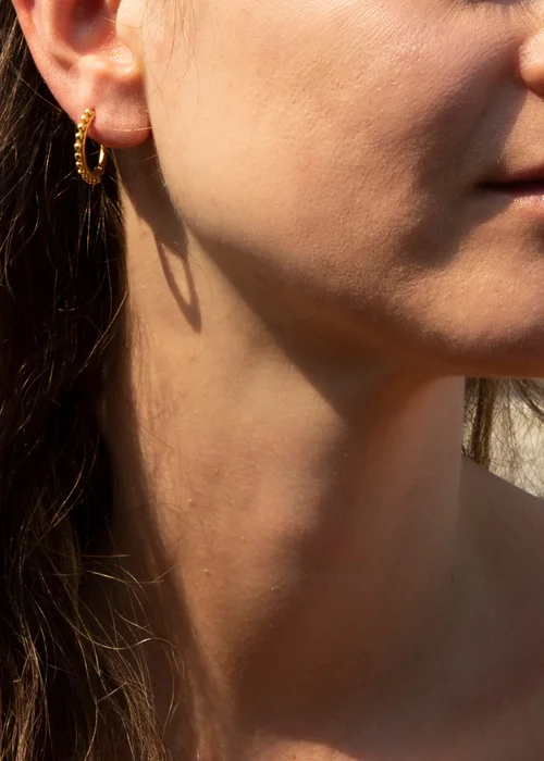 Golden Moments Yellow Gold Plated Ball-Tube Hoop Creole Earrings - One Size Image 3