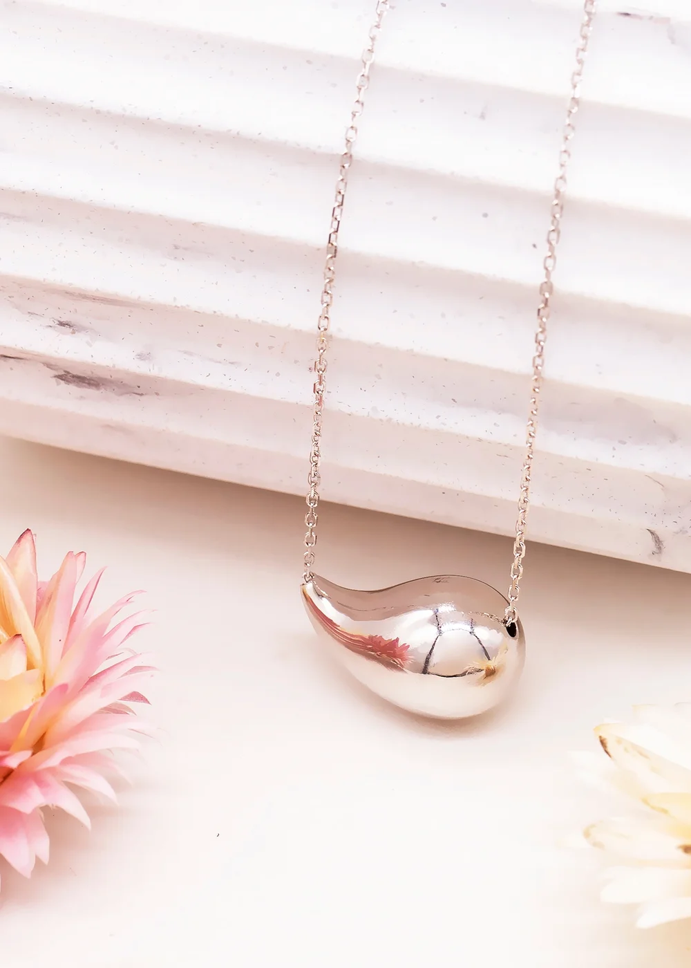 Golden Moments Sterling Silver Electroform Pear Slider Necklace - One Size Image 2