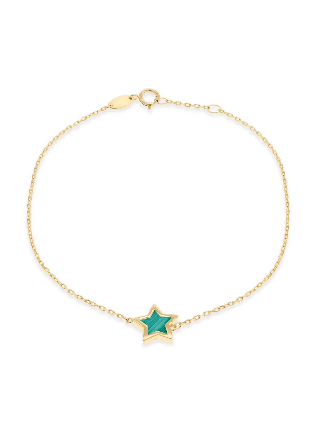 Golden Moments 9ct Yellow Gold Malachite Star Bracelet - One Size Image 1