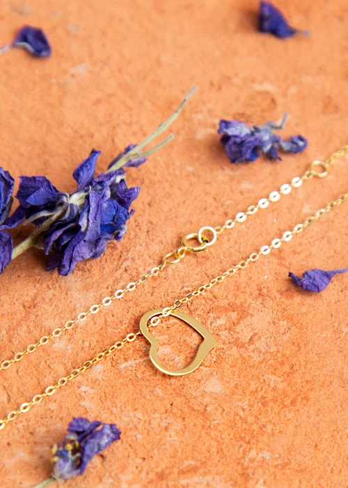 Golden Moments 9ct Yellow Gold Open Floating Heart Necklace - One Size Image 2