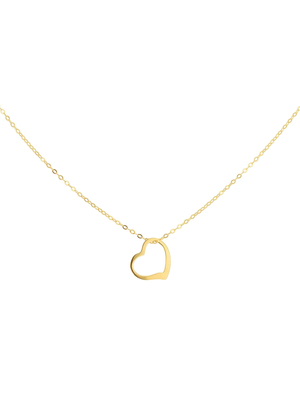 Golden Moments 9ct Yellow Gold Open Floating Heart Necklace - One Size Image 1
