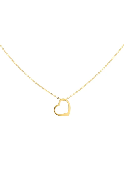 Golden Moments 9ct Yellow Gold Open Floating Heart Necklace - One Size Image 1