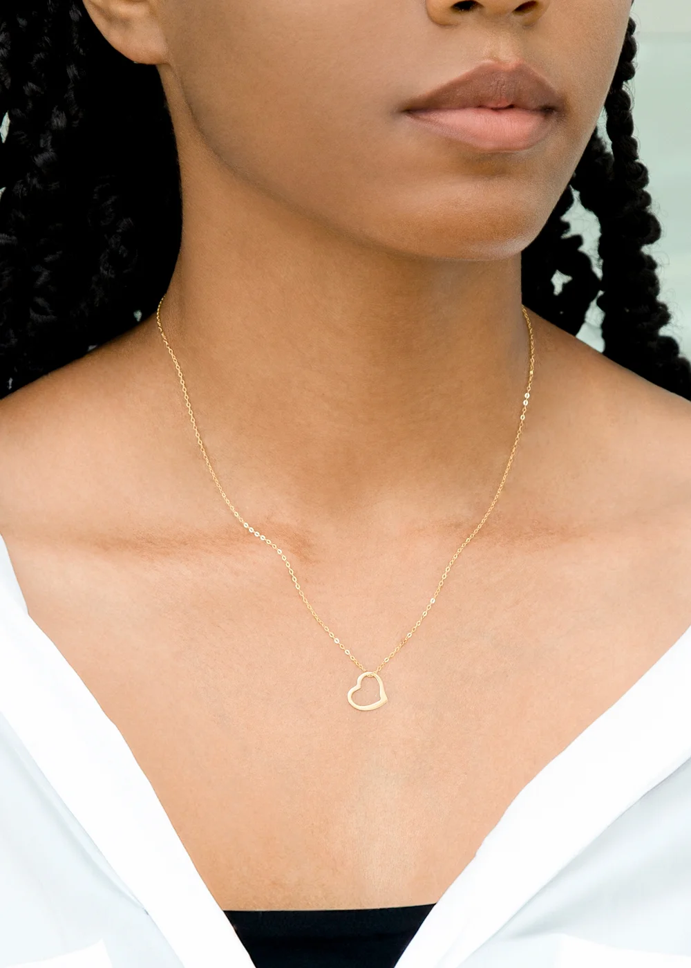 Golden Moments 9ct Yellow Gold Open Floating Heart Necklace - One Size Image 3
