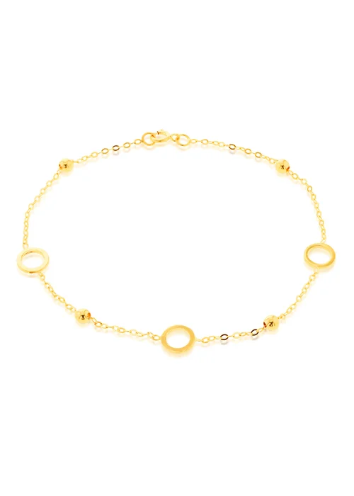 Golden Moments 9ct Yellow Gold Circle with Bead Bracelet - One Size Image 1