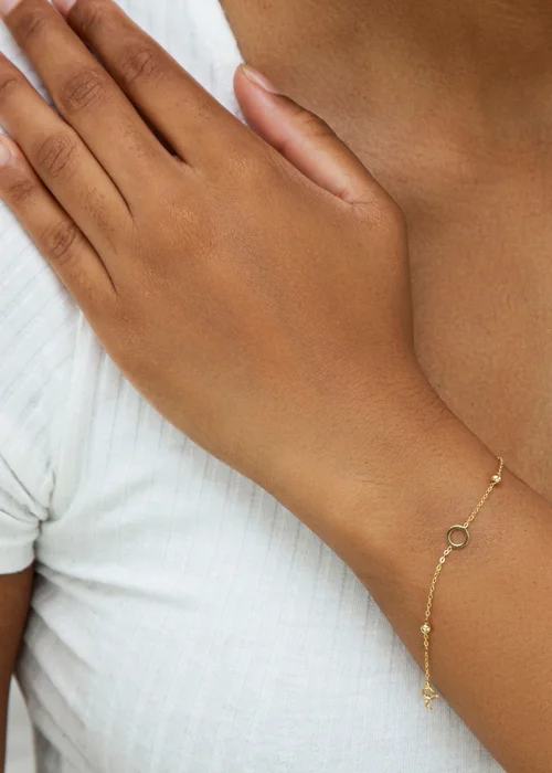 Golden Moments 9ct Yellow Gold Circle with Bead Bracelet - One Size Image 2