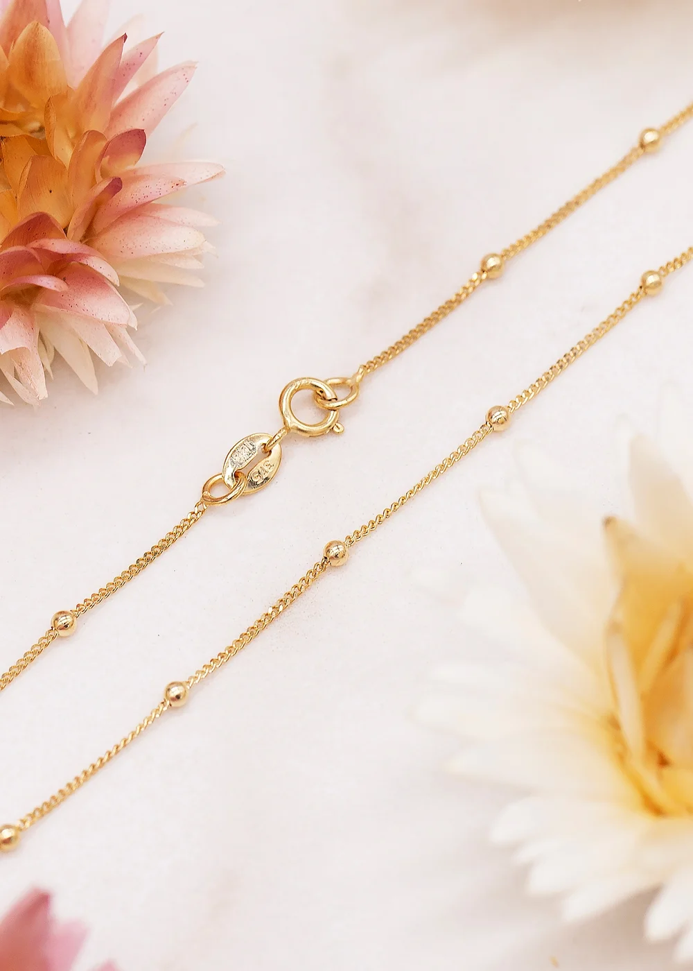 Golden Moments 9ct Yellow Gold Curb and Ball Chain - One Size Image 2