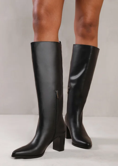 Where's That From Elder Black Block Heel Knee High Boots - 3 Image 1