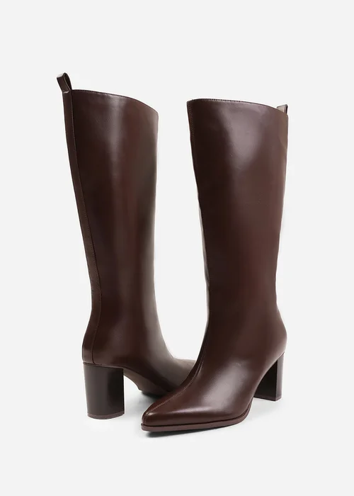 Where's That From Elder Brown Block Heel Knee High Boots - 8 Image 3