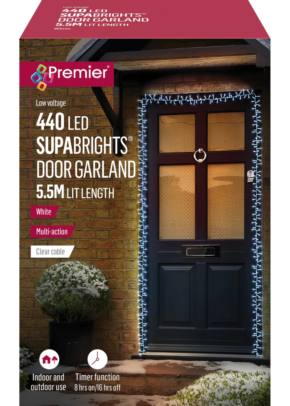 Premier Decorations 440 White LED Supabrights Door Garland - No Size Image 2