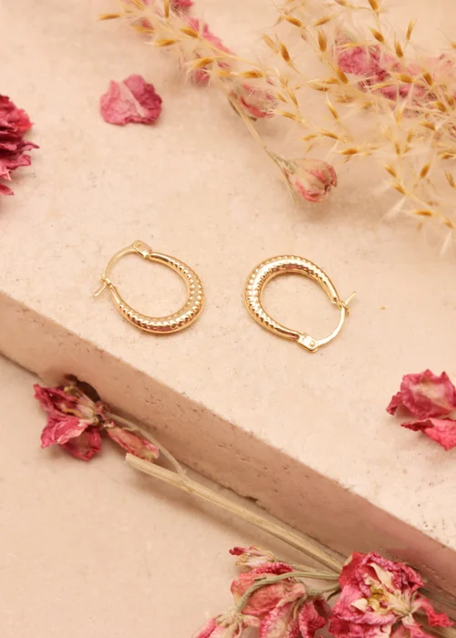 Golden Moments 9ct Yellow Gold Mini Patterned Hoops - One Size Image 2