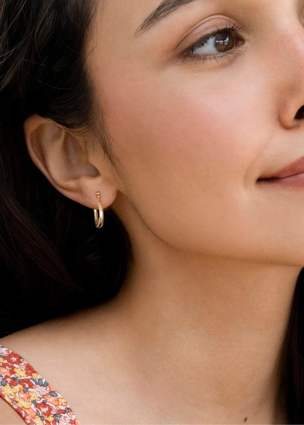 Golden Moments 9ct Yellow Gold Mini Patterned Hoops - One Size Image 3